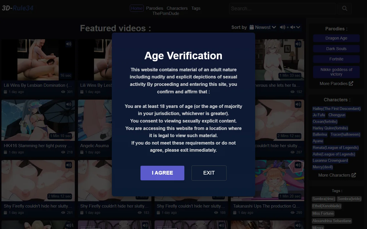 Screenshot of 3Drule34 Review